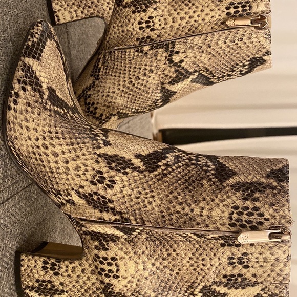 Sam Edelman Snake Print Block Heel Booties - Picture 8 of 9